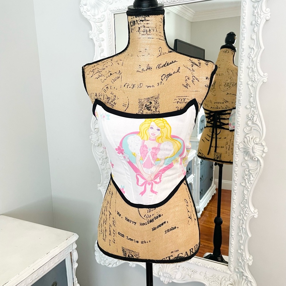 New York Couture Reworked VINTAGE Barbie Boned Corset Crop Top